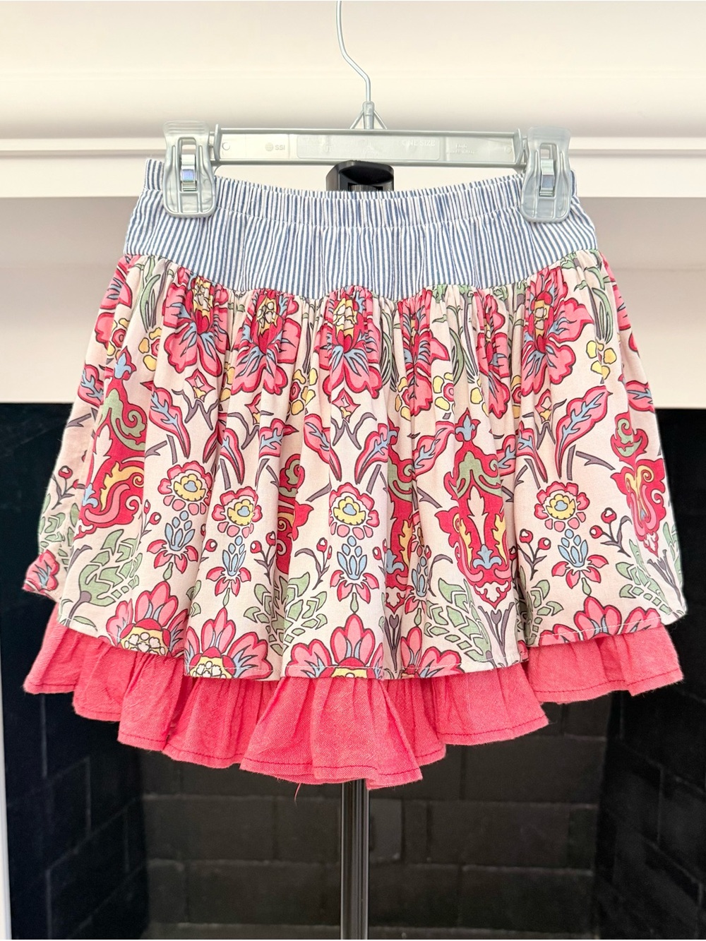 Persnickety Beautiful Pink Floral Tiered Ruffle Skirt-Girls 8